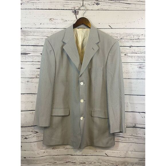 Brooks Brothers Blue and White Pinstriped Jacket 44 S - Picture 1 of 10